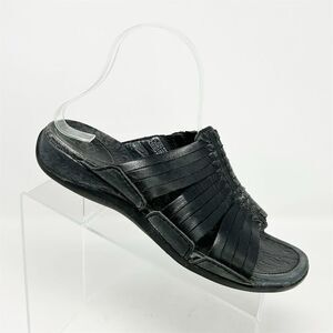 Ariat Women's Costa Huarache Slide Sandals Black Strappy Leather Size 9 Casual